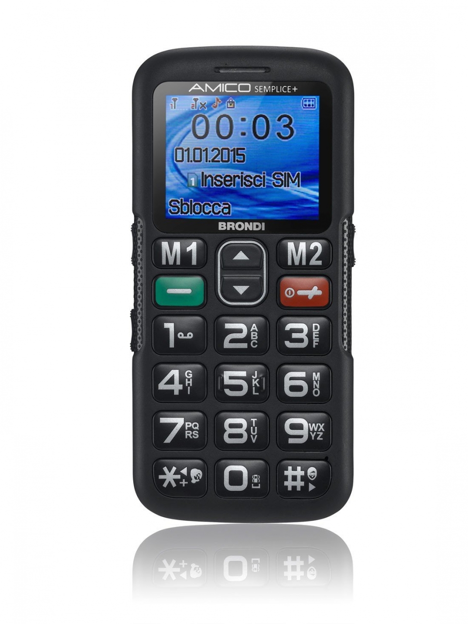 Brondi Amico Semplice + Telefono Cellulare, Nero