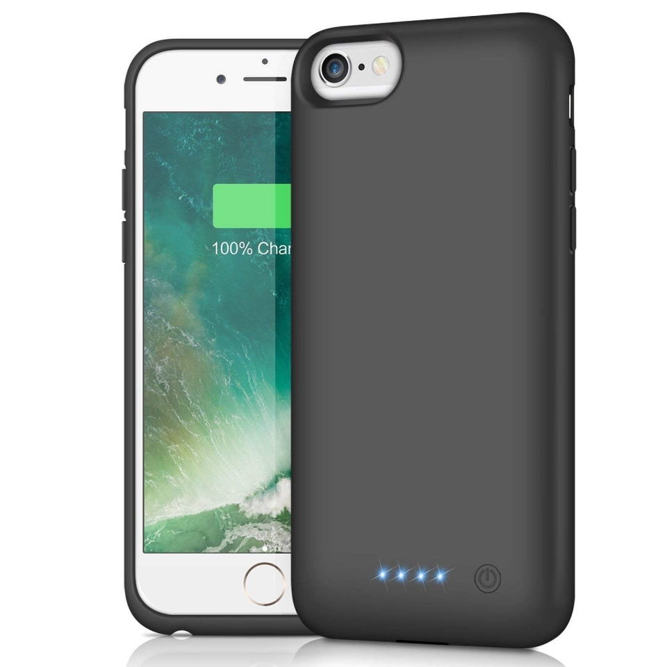 HETP Cover Batteria per iPhone 6/6s/7/8, 6000 mAh Ricaricabile Custodia Batteria Portatile Backup Caricabatterie Ultra Sottile Power Case per iPhone 6 iPhone 6s iPhone 7 iPhone 8 (4,7'')