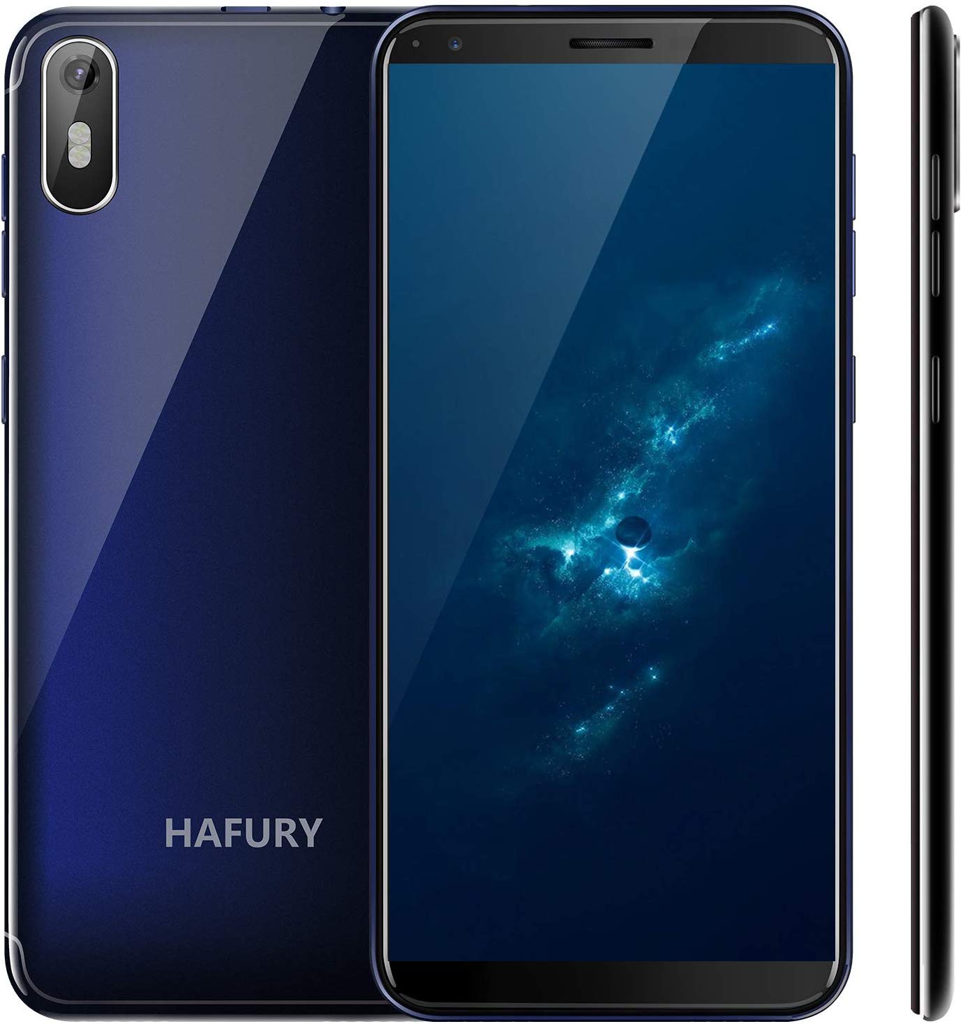 Hafury A7(2019) Android 9.0 Smartphone da 5.5'' Display (18:9), Triplo Slots (2 Nano SIM+1 MicroSD), 2GB RAM+16GB ROM Telefonia Mobile, 64GB Espandibili Offerte Cellulari, Face ID, 8MP+5MP (Blu)